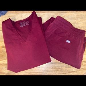 FIGS burgundy high waisted jogger set